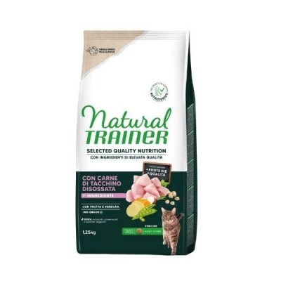 Natural Trainer Cat Selecten Quality Nutrition Sterilised con Tacchino Disossato 1,25kg Natural Trainer Cat Selecten Quality Nutrition Sterilised con Tacchino Disossato 1,25kg
