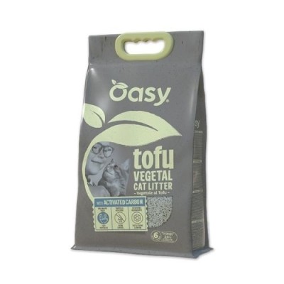 Oasy Pure Lettiera Vegetale per Gatti Biodegradabile con Tofu al Carbone Attivo 6L