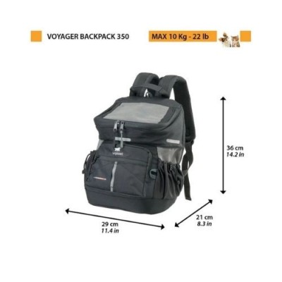 Ferplast Zainetto Trasportino per Cani e Gatti Voyager Backpack Nero 350 Misure 29x21xh36cm