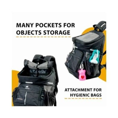 Ferplast Zainetto Trasportino per Cani e Gatti Voyager Backpack Nero 350 Misure 29x21xh36cm