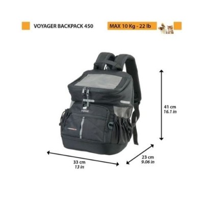 Ferplast Zainetto Trasportino per Cani e Gatti Voyager Backpack Nero 400 Misure 33x23xh41cm