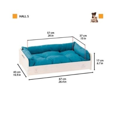 Ferplast Lettino Hall in Legno con Cuscino per Cani e Gatti Misura S 67x43xh17cm Ferplast Lettino Hall in Legno con Cuscino per Cani e Gatti Misura S 67x43xh17cm
