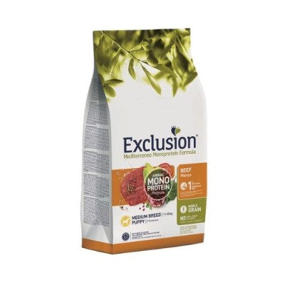 Exclusion Dog Mediterraneo Puppy Junior Medium Manzo 12kg