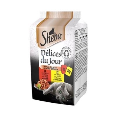 Sheba Delices Du Jour In Salsa Pollo Manzo e Anatra 6x50g Sheba Delices Du Jour In Salsa Pollo Manzo e Anatra 6x50g