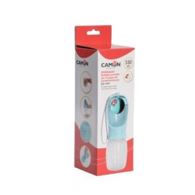 Camon Click&Drink Bottiglia Portatile per Acqua con Portaricompense per Cani - 330ml Camon Click&Drink Bottiglia Portatile per Acqua con Portaricompense per Cani - 330ml