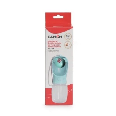 Camon Click&Drink Bottiglia Portatile per Acqua con Portaricompense per Cani - 330ml Camon Click&Drink Bottiglia Portatile per Acqua con Portaricompense per Cani - 330ml