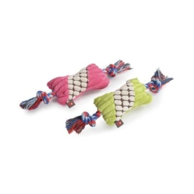 Camon Gioco per Cani Ossi in Poliestere e Corda con Squeaker 20cm Camon Gioco per Cani Ossi in Poliestere e Corda con Squeaker 20cm