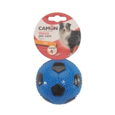 Camon Gioco per Cani Palla da Calcio in TPR con Squeaker Diametro 9cm