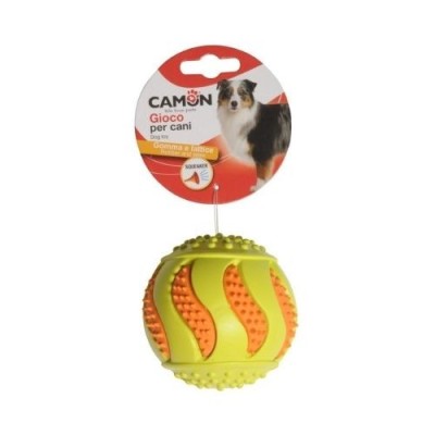 Camon Gioco per Cani Pallina in Gomma con Inserti in Lattice e Squeaker Diametro 8,5cm Camon Gioco per Cani Pallina in Gomma con Inserti in Lattice e Squeaker Diametro 8,5cm