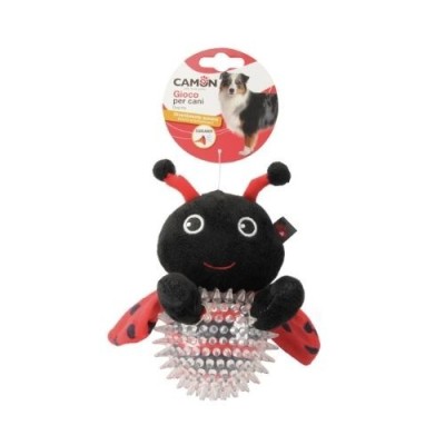 Camon Gioco per Cani a Forma di Coccinella, Farfalla e Ape in Poliestere e TPR con Squeaker Diametro 16cm
