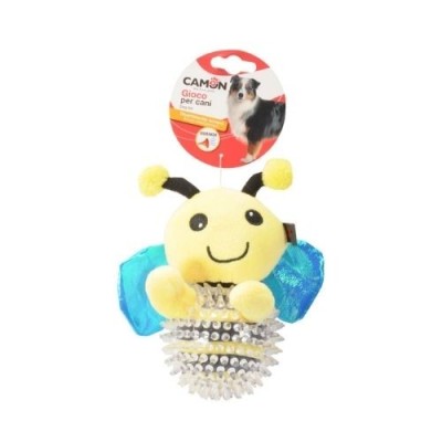 Camon Gioco per Cani a Forma di Coccinella, Farfalla e Ape in Poliestere e TPR con Squeaker Diametro 16cm