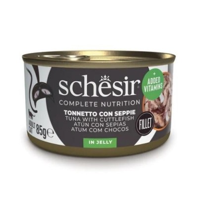 Schesir Gatto Complet Tonnetto con Seppie in Gelatina Lattina 85 gr Schesir Gatto Complet Tonnetto con Seppie in Gelatina Lattina 85 gr