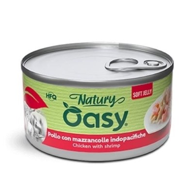 Oasy Natury Gatto Pollo con Mazzancolle Indopacifiche in Jelly 150g