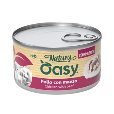 Oasy Gatto Natury con Pollo con Manzo in Brodo di Cottura 85g