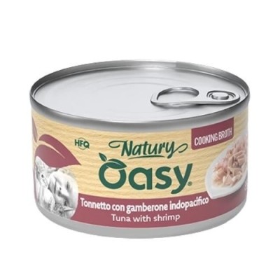 Oasy Gatto Natury Tonnetto con Gamberone Indopacifico in Brodo di Cottura 85g