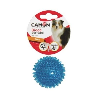 Camon Gioco per Cani Pallina in Gomma con Punte e Squeaker Diametro 6,5cm