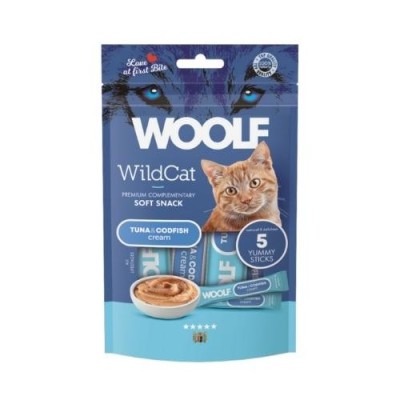 Woolf Wildcat Snack Liquidi per Gatti Gusto Tonno e Merluzzo 5x14g Woolf Wildcat Snack Liquidi per Gatti Gusto Tonno e Merluzzo 5x14g