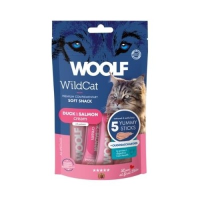 Woolf Wildcat Snack Liquidi per Gatti Gusto Anatra e Salmone con Oligosaccaridi 5x14g Woolf Wildcat Snack Liquidi per Gatti Gusto Anatra e Salmone con Oligosaccaridi 5x14g