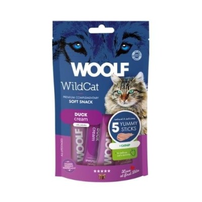 Woolf Wildcat Snack Liquidi per Gatti Gusto Anatra e Erbagatta  5x14g