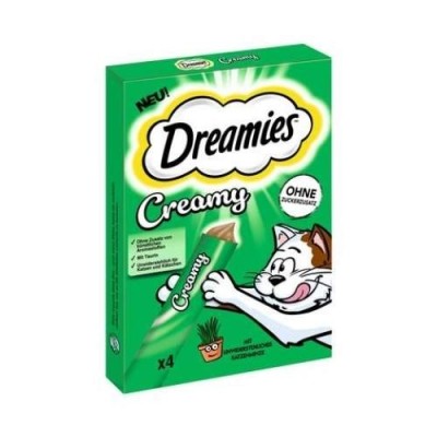 Catisfactions Dreamies Snack Liquidi per Gatti Gusto Erba Gatta 4x10g