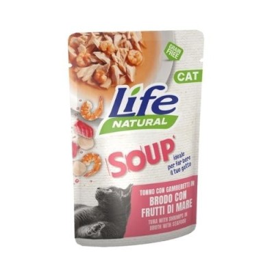 Life Natural Cat Soup Tonno con Gamberetti in Brodo con Frutti di Mare 50g