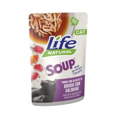 Life Natural Cat Soup Tonno con Alicette in Brodo con Salmone 50g