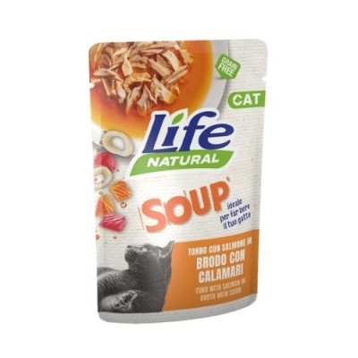 Life Natural Cat Soup Tonno con Salmone in Brodo di Calamari 50g