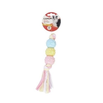 Camon Gioco per Cani Palline in TPR con Nodi e Corda 21cm