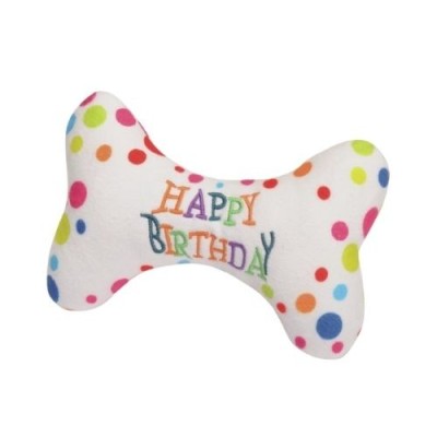 Camon Gioco per Cani Osso "Happy Birthday" in Poliestere con Squeaker 18cm