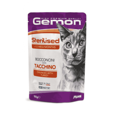 Gemon Gatto Sterilised Bocconcini con Tacchino 100g