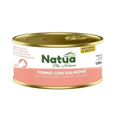 Natua Cat Natural Classic in Brodo Tonno con Salmone Lattina 150g