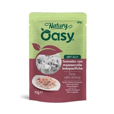 Oasy Cat Natury Soft Jelly Tonnetto con Mazzancolle Indopacifiche Busta 70 g