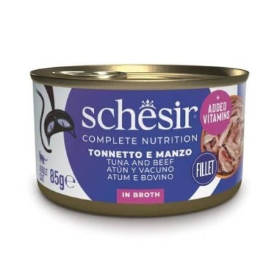 Schesir Cat Complet Tonnetto con Manzo in Acqua di Cottura Lattina 85 gr