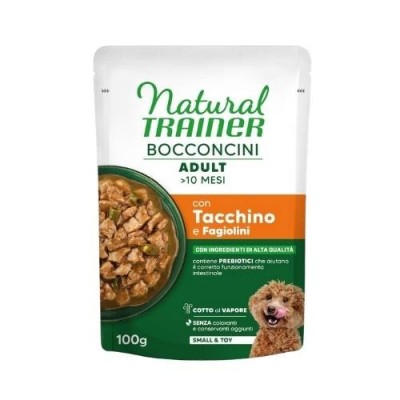 Natural Trainer Cane Bocconcini in Salsa Adult Small&Mini con Tacchino 100g