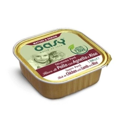 Oasy Cat Delizioso Patè Mature & Senior con Pollo Agnello e Riso Vaschetta 100 g