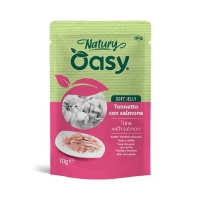 Oasy Cat Natury Soft Jelly Trancetti di Tonnetto con Salmone Busta 70 g