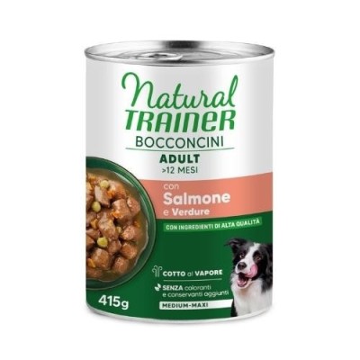 Natural Trainer Cane Bocconcini In Salsa con Salmone e Verdure Medium Maxi 400g