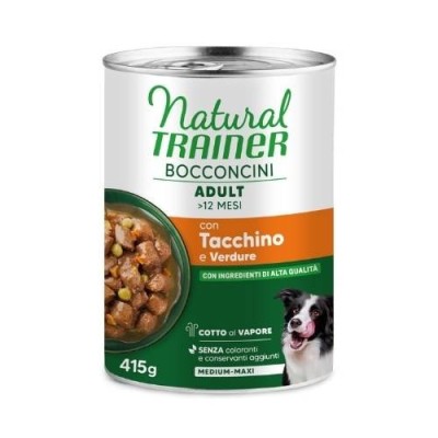 Natural Trainer Cane Bocconcini In Salsa con Tacchino e Verdure Medium Maxi 400g