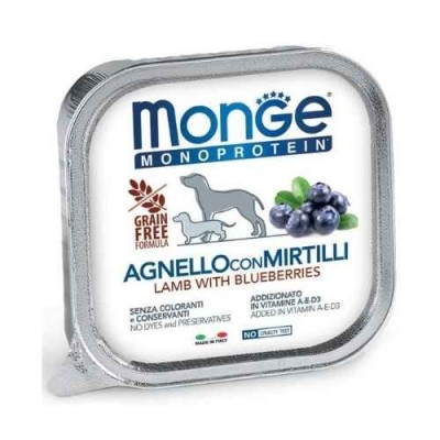 Monge Dog Patè Monoproteico Agnello e Mirtilli Vaschetta in Patè 150 g