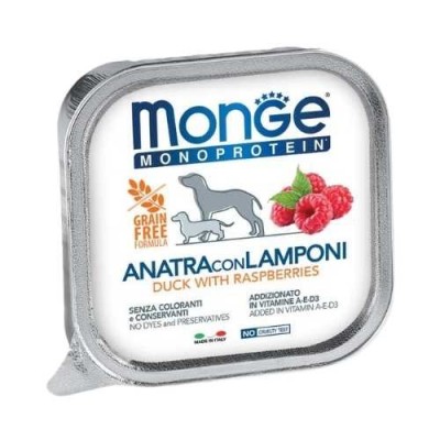 Monge Dog Patè Monoproteico Anatra e Lamponi Vaschetta in Patè 150 g Monge Dog Patè Monoproteico Anatra e Lamponi Vaschetta in Patè 150 g