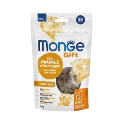 Monge Gift Snack Cat Appetito Difficile con Maiale e Formaggio Filled and Crunchy 60g