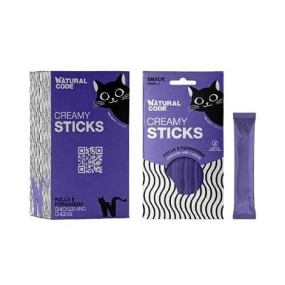 Natural Code Gatto Creamy Snack Pollo e Formaggio 4x14g