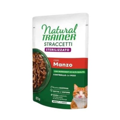 Natural Trainer Cat Straccetti Sterilizzato Manzo 85 g