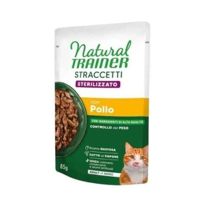 Natural Trainer Cat Straccetti Sterilizzato Pollo 85 g