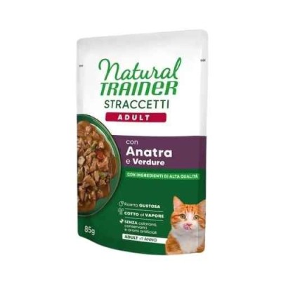 Natural Trainer Cat Straccetti Sterilizzato Anatra e Verdure 85 g