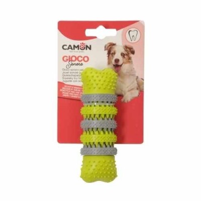 Camon Gioco per Cani Osso Massaggiante in Gomma con Effetto Suono 16cm