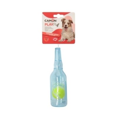 Camon Gioco per Cani Play Puff Bottiglia in TPR con Palla da Tennis e Squeaker 20cm