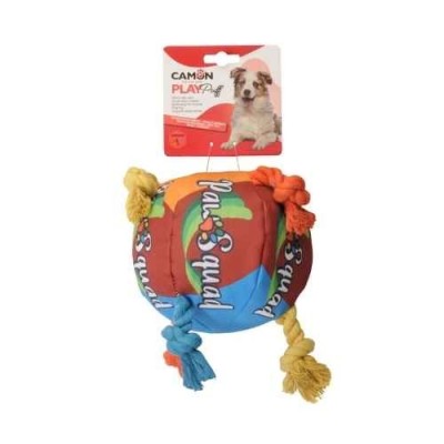 Camon Gioco per Cani Play Puff Palla in Poliestere con Corda e Squeaker 14cm
