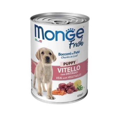 Monge Fresh Umido Cane Puppy Bocconi in Paté Vitello con Ortaggi 400g
