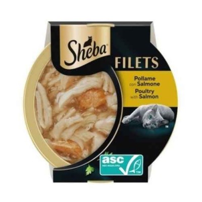 Sheba Filets per Gatti Pollame e Salmone Vaschetta 60g